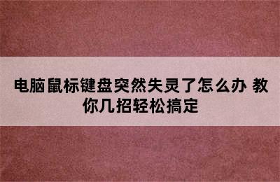 电脑鼠标键盘突然失灵了怎么办 教你几招轻松搞定